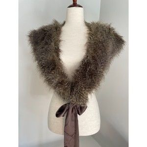 RANDOLPH DUKE The Look Faux Fur Removable Stole Collar, Brown & Cream